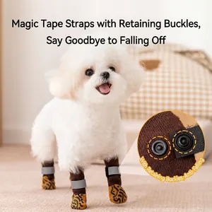 Anti-slip dog socks with adjustable straps and secure buckles for joint protection