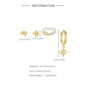 Detailed view of S925 sterling silver gold earring set with marquise AAAAA zirconias