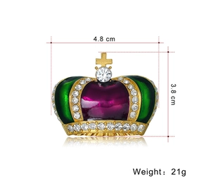 Dimensioni e peso dettagliati della spilla a corona vintage con strass brillanti