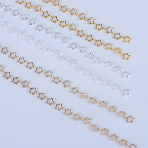 Close-up of 5mm hollow star chains in gold, silver and rose gold for DIY jewelry making
