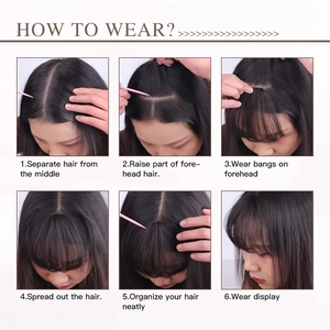 Step-by-step tutorial on how to wear thin air bangs wig hairpiece with sideburns