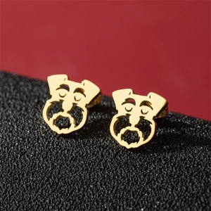 Goldene Schnauzer-Hunde-Ohrstecker aus Edelstahl in hohlem Design für Damen