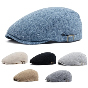 Men Cotton Linen Flat Cap Retro Adjustable Breathable Beret Ivy Hat Vintage Casual Sun Protection Newsboy Style