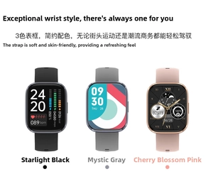 Smart watch set in black, grey, and pink featuring heart rate and fitness tracking