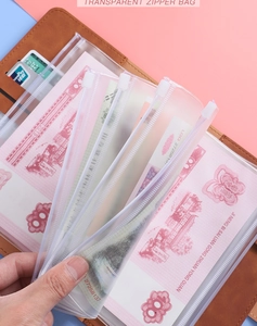 Transparent A6 PVC zipper bags for cash storage and budget planning organization