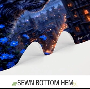 Detailed close-up of the professional sewn bottom hem on durable fabric shower curtain
