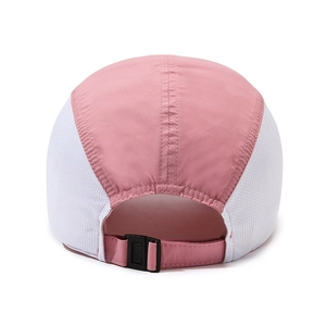 Pink and white quick-dry baseball cap with breathable mesh and adjustable back buckle