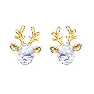 Chic Christmas reindeer stud earrings with crystal center and sparkling rhinestones