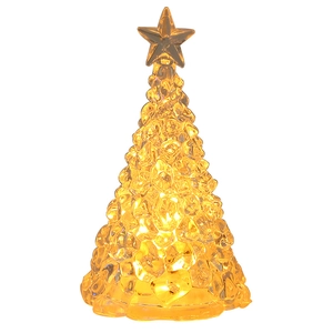 Luminous amber LED Christmas tree table ornament with crystal texture and star topper