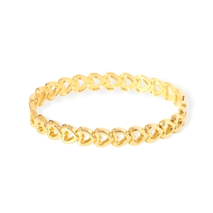 Elegant 18k gold plated stainless steel open ring with hollow heart link design