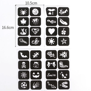 Halloween body paint tattoo stencils 4-sheet set with 10.5x16.6cm size dimensions