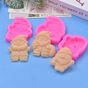 Set di tre stampi in silicone Babbo Natale per pasticceria fai da te di torte e cioccolato