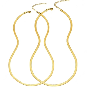 Three-piece set of gold snake chain necklaces with lobster clasp and extension links