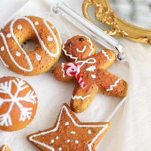 Christmas gingerbread man and snowflake foam ornaments for festive tree home decoration