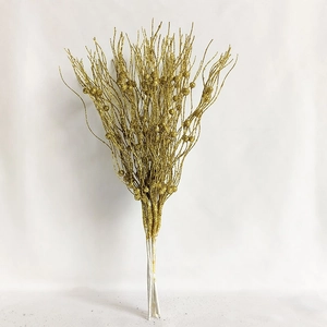 Golden 43cm glitter artificial stems for Christmas decor and floral arrangements