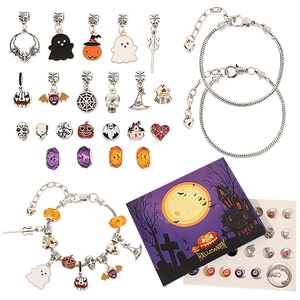 Halloween DIY bead bracelet set with 24 grid countdown gift box and festive charms