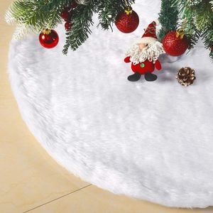 Christmas Tree Skirt White Faux Fur Plush Soft Round Floor Mat Xmas Holiday Home Party Decoration