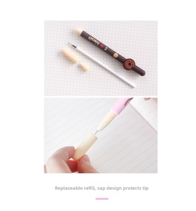 Detail of creative chocolate stick gel pen with silicon cap and replaceable refill