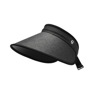 Women's UV protection black straw sun visor with wide brim and adjustable strap buckle