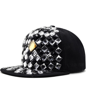 Chapeau Hip Hop À Bord Plat En Strass Coton Réglable Protection Solaire Respirant Mode Streetwear Pour Hommes Femmes