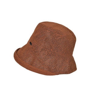 Breathable lace fisherman hat for women in caramel brown with rolled edge and metal detail