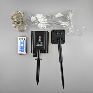 Solar powered copper wire curtain light set with remote control and solar panel unit