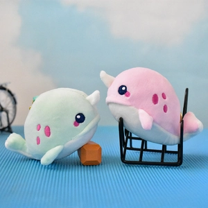 Cute Cartoon Narwhal Plush Toy Keychain Soft Short Plush Marine Animal Doll Small Whale Bag Hanging Decor For Women Teens