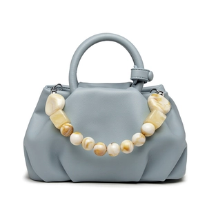 Modische Plissierte Wolkentasche Damen Weiche PU Leder Handtasche Casual Einfarbig Umhängetasche Knödel Tasche Mit Kette