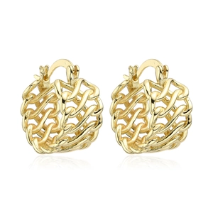 U-shaped hollow twisted gold hoop earrings with zircon and pearls for women