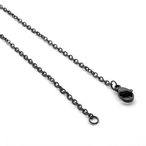 Classic black stainless steel cross chain necklace with secure lobster clasp and extender