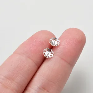 S925 sterling silver plum blossom earring base for DIY jewelry making on fingertip