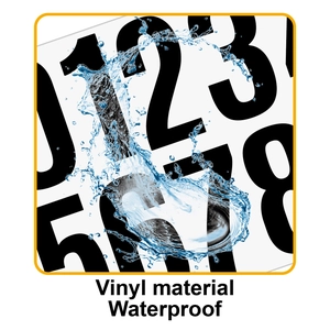 Waterproof vinyl 4 inch number stickers for mailboxes showing water resistance feature