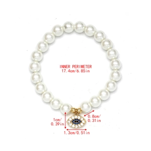 Größentabelle für weißes Perlenarmband mit Evil Eye Anhänger und 17,4 cm Innenumfang