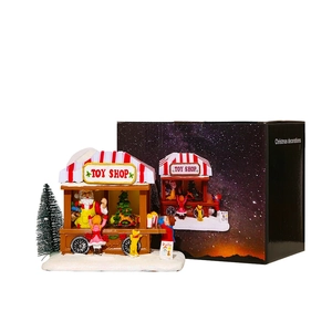 Luminous Christmas toy shop miniature with music, snow scene decor and gift box