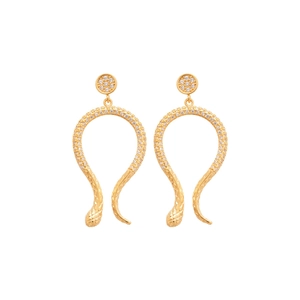 14k gold plated snake earrings with sparkling cubic zirconia in a vintage luxury style