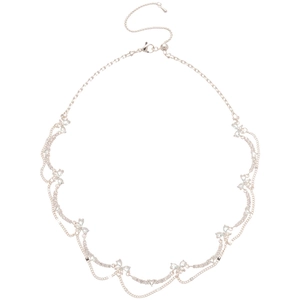 Elegant butterfly and heart pendant necklace with shimmering clear zircons in silver finish