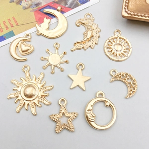 Edelstahl Legierung Emaille Zirkon Perlmutt Sonne Mond Stern Himmlische Charms Und Ketten Für DIY Schmuckherstellung Zubehör