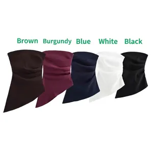 Five-color pleated neck gaiter set in brown, burgundy, blue, white, and black