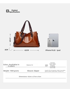 Large capacity commuter color-matching shoulder handbag, stylish PU leather tote bag for daily use.