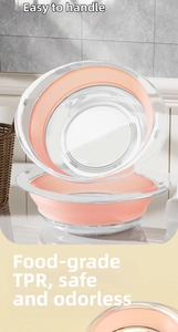 Detail der rosa faltbaren Waschschüssel aus lebensmittelechtem TPR-Material und Kunststoff