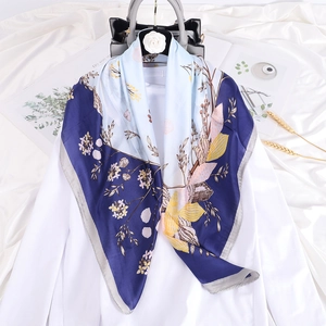 Floral Muschel Druck Große Quadratische Schal Satin Wie Satin Leichte Halstuch Für Frauen Elegante Mode Accessoires