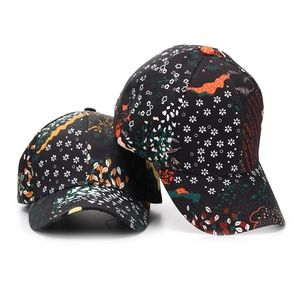 Ethnic style floral baseball cap with colorful seaweed pattern for sun protection