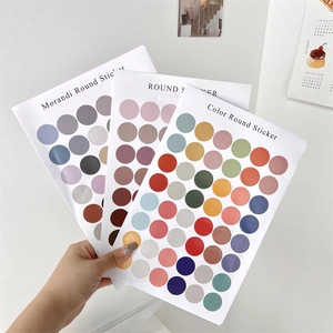 Detailed view of Morandi color round stickers for bullet journals and wall decoration
