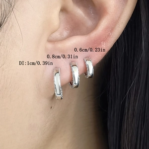 Minimalist S925 sterling silver hoop earrings with zircon in 6mm, 8mm, and 10mm sizes