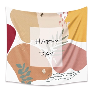 Close-up detail of Happy Day bohemian tapestry fabric texture and abstract plant patterns