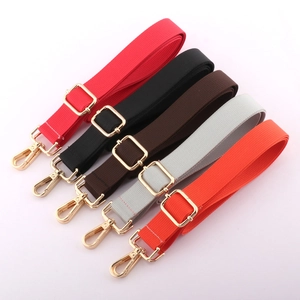 Adjustable nylon canvas shoulder straps with gold metal buckles in five vibrant colors