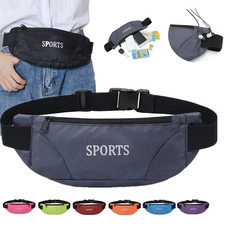 Detail showing various colors and front zipper of the waterproof oxford sports waist bag
