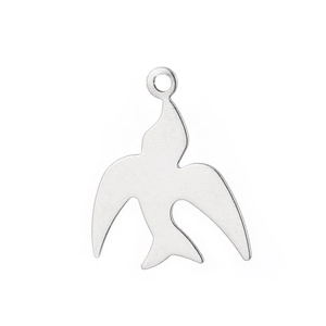 Minimalist silver stainless steel swallow bird pendant for DIY jewelry making and crafts