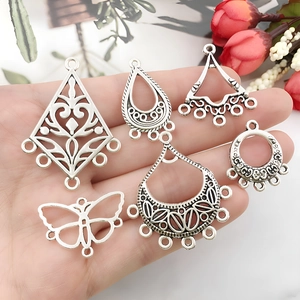 Silver vintage alloy drop pendants and hollow butterfly charms for DIY jewelry making
