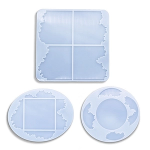 DIY silicone resin molds for wave patterns and mirror finish coasters, set of three tools